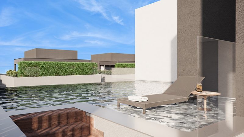 Piscina com borda infinita no rooftop - casa 5 a 12